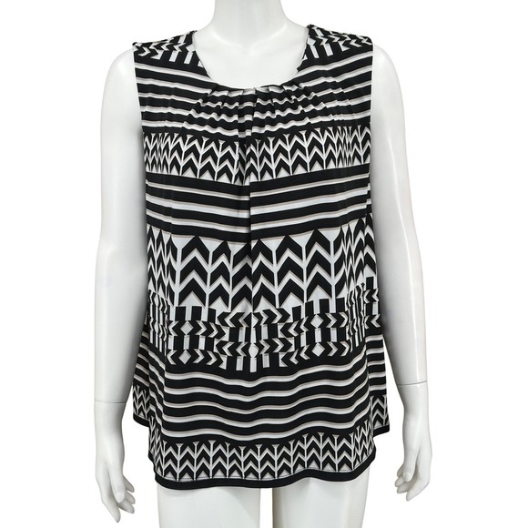 Calvin Klein Tops - Calvin Klein Top Womens‎ 2X Black White Sleeveless Chevron Stripe Office Stretch
